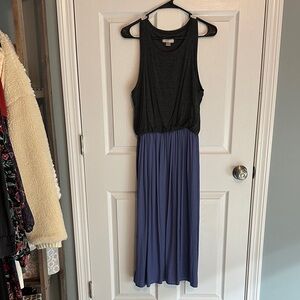 LOFT Dark Gray and Royal Midi Dress
